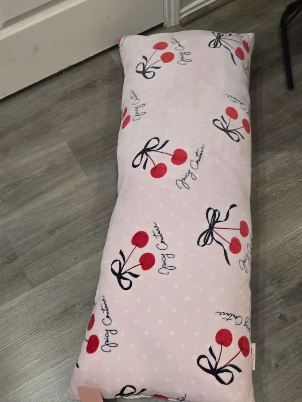 Juicy Couture Home Decorative Cherry Bows Print Plush Body Pillow